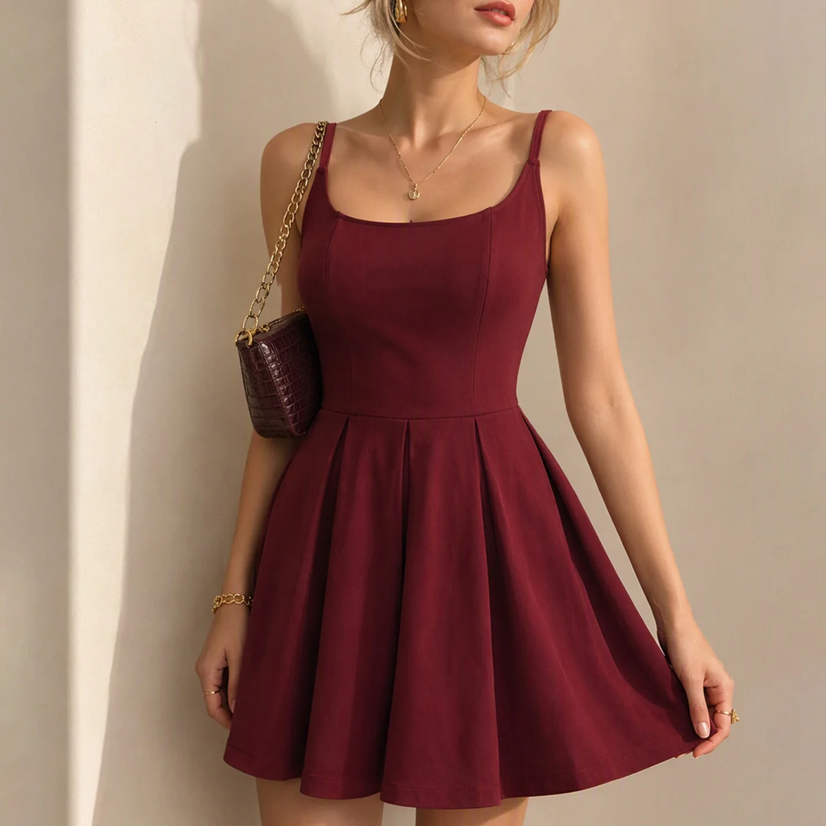 Strap Ruched A-Line Slip Mini Dress