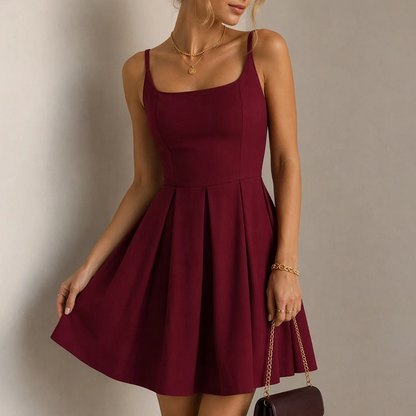 Strap Ruched A-Line Slip Mini Dress