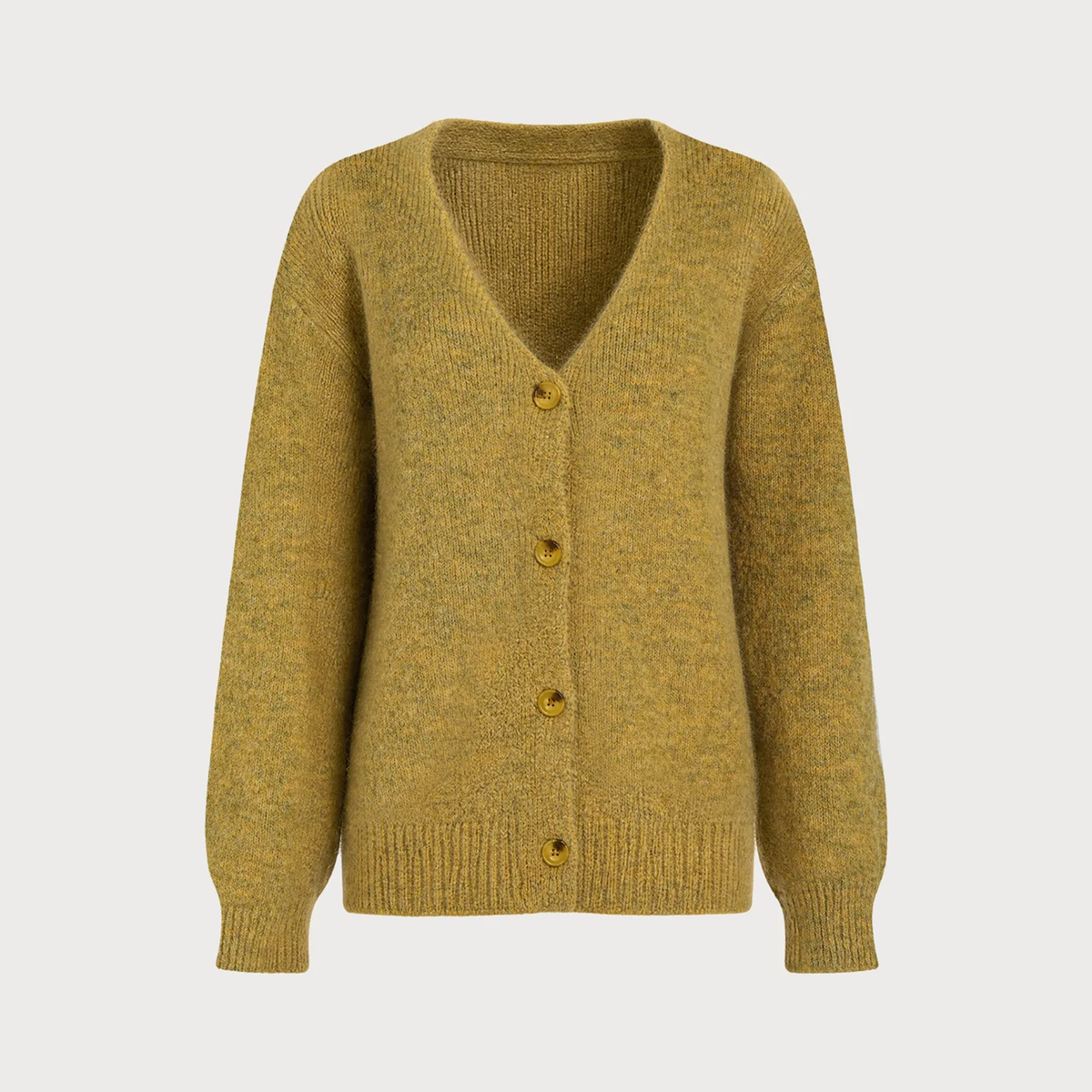Loose V-Neck Textured Button Knit Cardigan